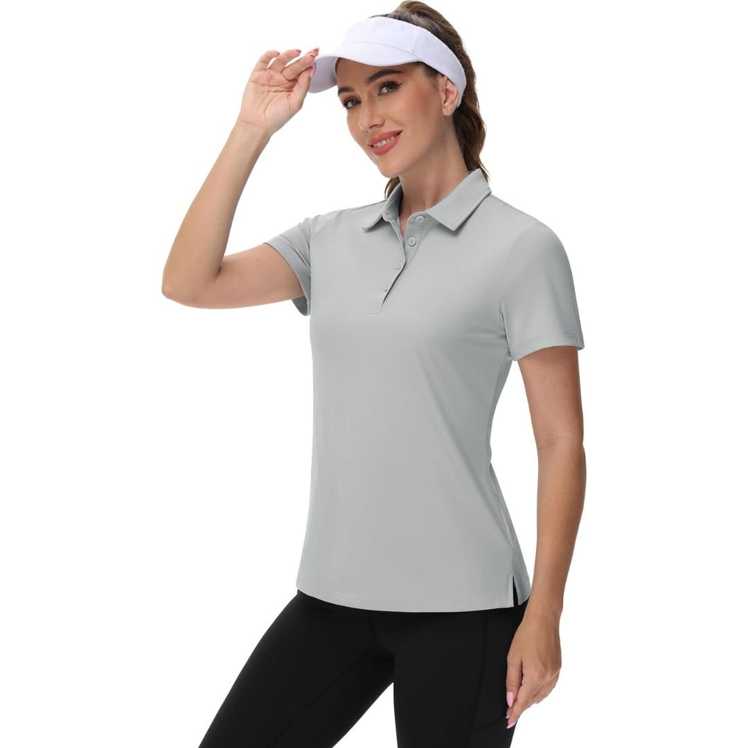 TACVASEN Bright Grey Women's UPF 50+ Sun Protection Golf Quick - Dry Polo Shirts