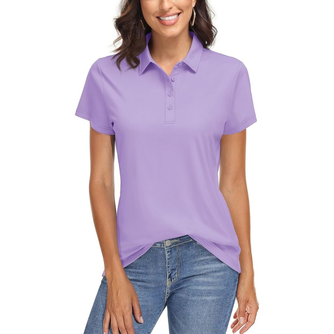 TACVASEN Light Purple Women's UPF 50+ Sun Protection Golf Quick - Dry Polo Shirts