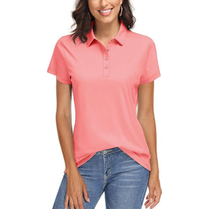 TACVASEN Pink Women's UPF 50+ Sun Protection Golf Quick - Dry Polo Shirts