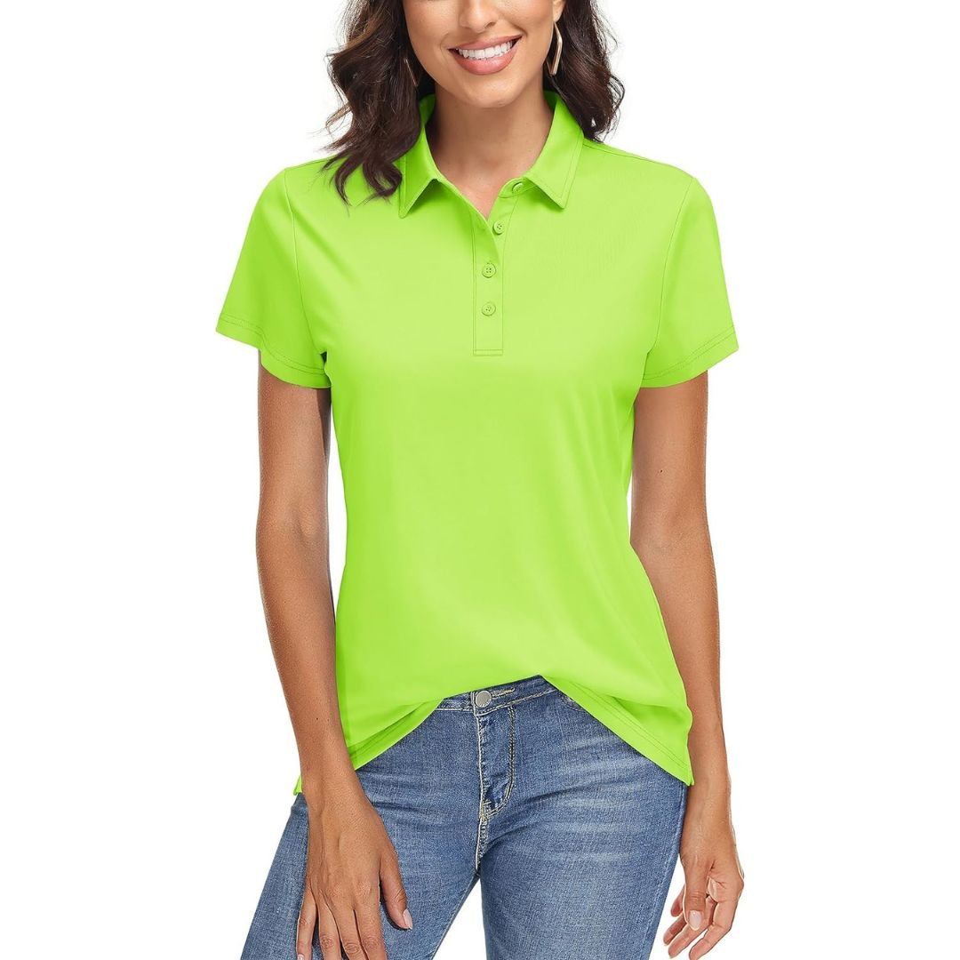 TACVASEN Fluorescent Green Women's UPF 50+ Sun Protection Golf Quick - Dry Polo Shirts