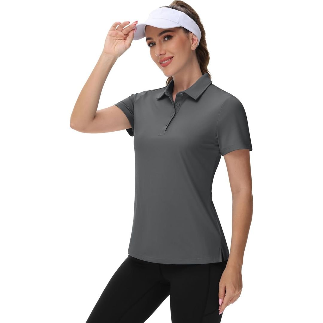 TACVASEN Sea Grey Women's UPF 50+ Sun Protection Golf Quick - Dry Polo Shirts