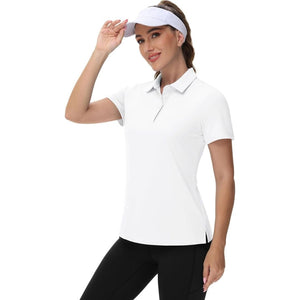 TACVASEN White Women's UPF 50+ Sun Protection Golf Quick - Dry Polo Shirts