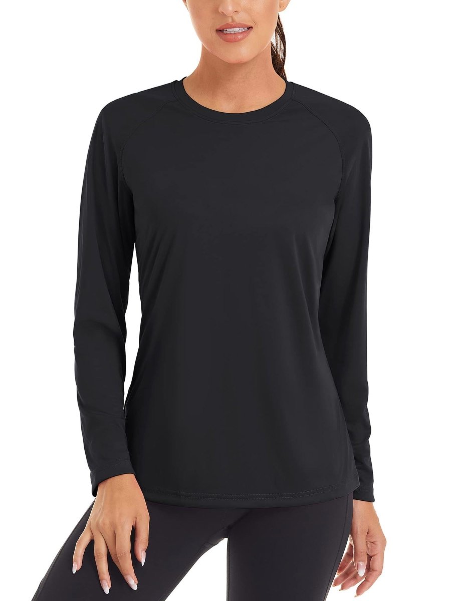 TACVASEN Black Women's UPF 50+ Sun Protection Quick Dry Long Sleeve Shirt