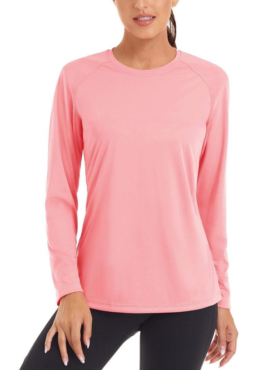TACVASEN Light Pink Women's UPF 50+ Sun Protection Quick Dry Long Sleeve Shirt