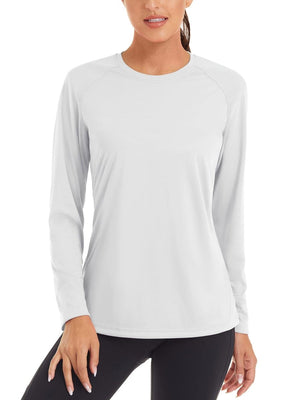 TACVASEN White Women's UPF 50+ Sun Protection Quick Dry Long Sleeve Shirt