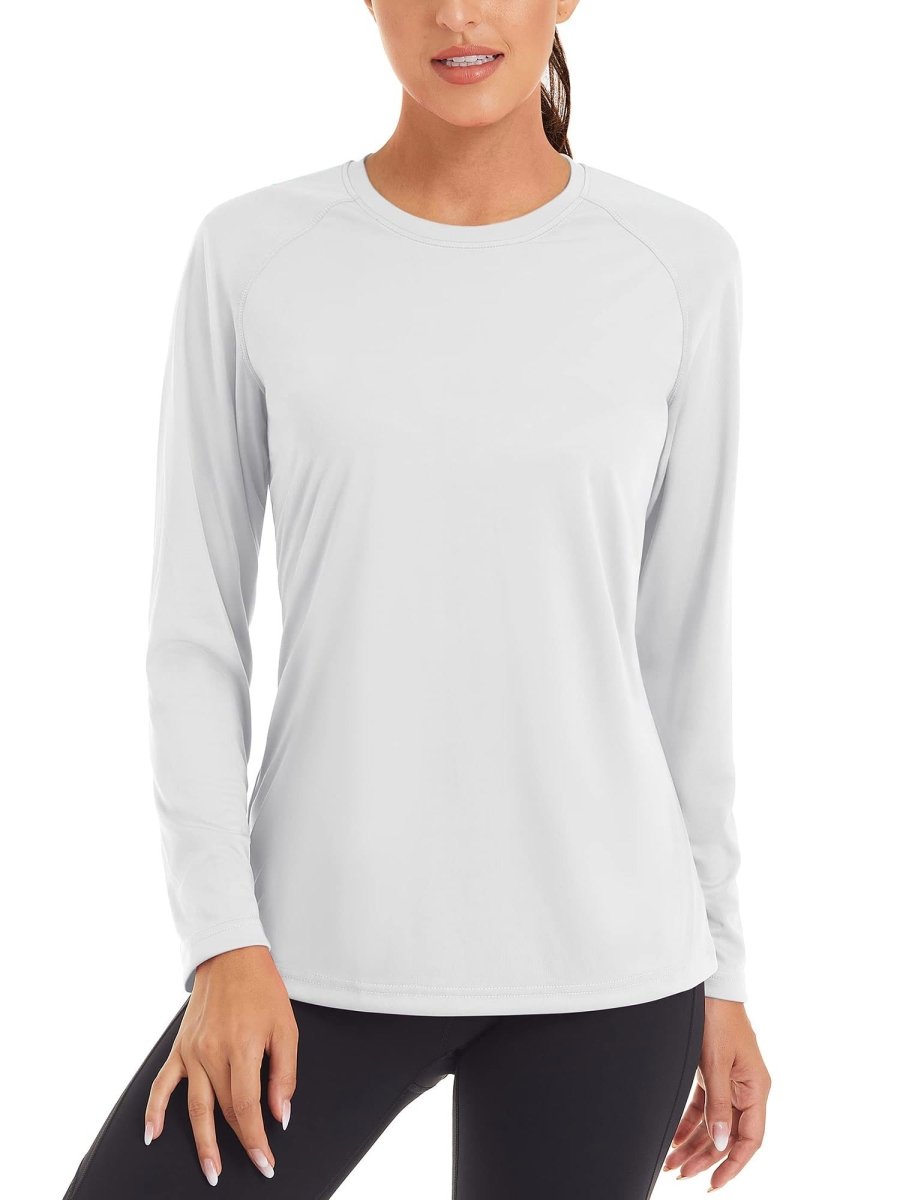 TACVASEN White Women's UPF 50+ Sun Protection Quick Dry Long Sleeve Shirt