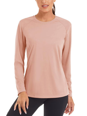 TACVASEN Apricot Women's UPF 50+ Sun Protection Quick Dry Long Sleeve Shirt