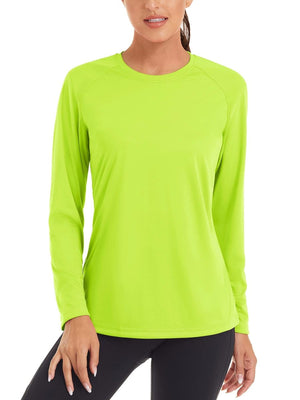 TACVASEN Fluorescent Green Women's UPF 50+ Sun Protection Quick Dry Long Sleeve Shirt