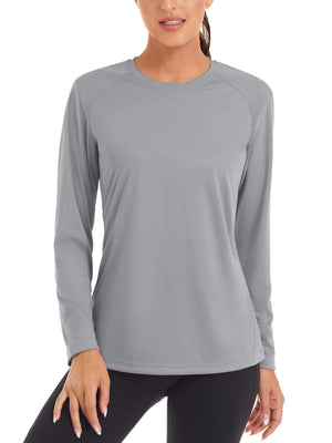 TACVASEN Light Grey Women's UPF 50+ Sun Protection Quick Dry Long Sleeve Shirt