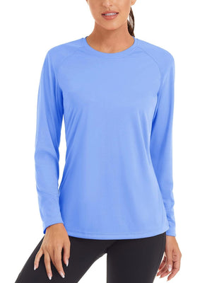 TACVASEN Light Blue Women's UPF 50+ Sun Protection Quick Dry Long Sleeve Shirt