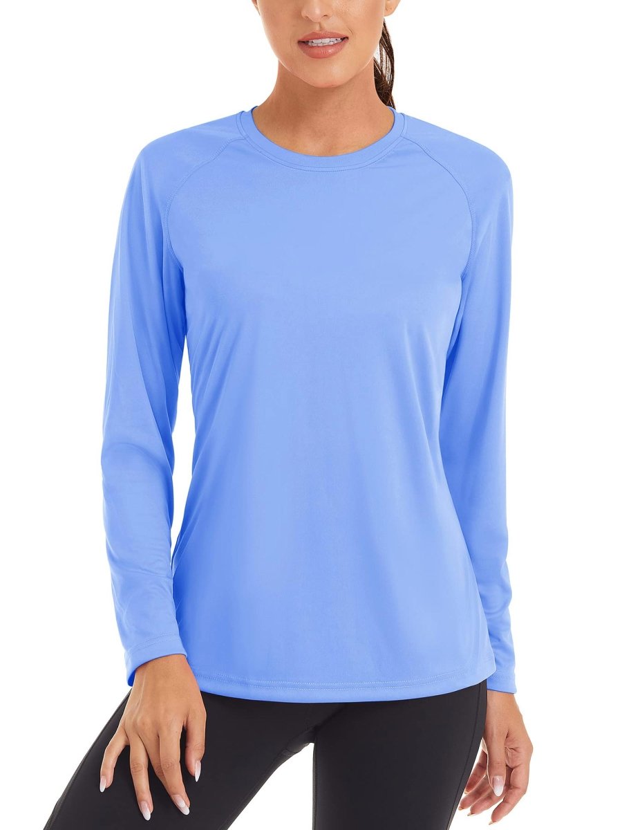 TACVASEN Light Blue Women's UPF 50+ Sun Protection Quick Dry Long Sleeve Shirt