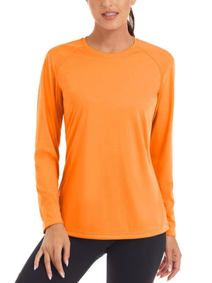 TACVASEN Fluorescent Orange Women's UPF 50+ Sun Protection Quick Dry Long Sleeve Shirt