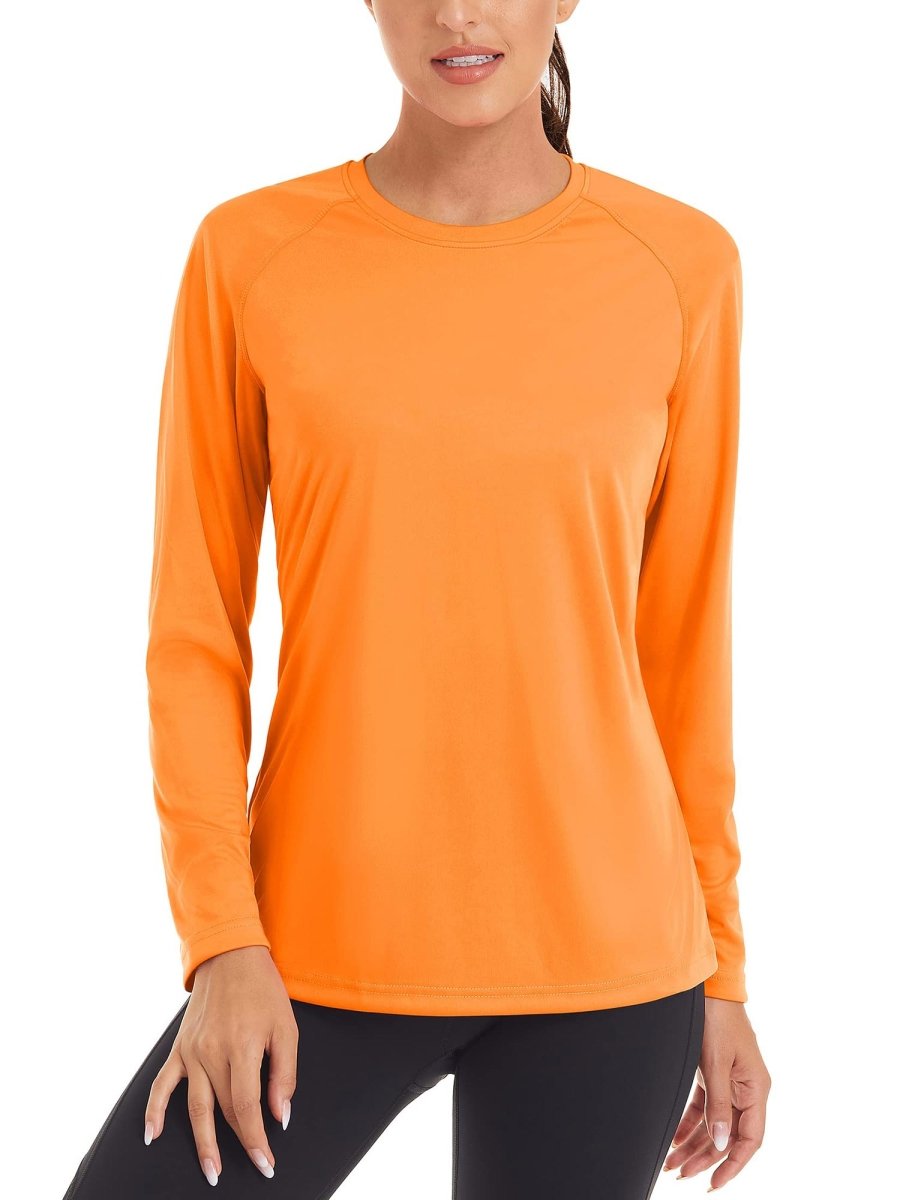 TACVASEN Fluorescent Orange Women's UPF 50+ Sun Protection Quick Dry Long Sleeve Shirt
