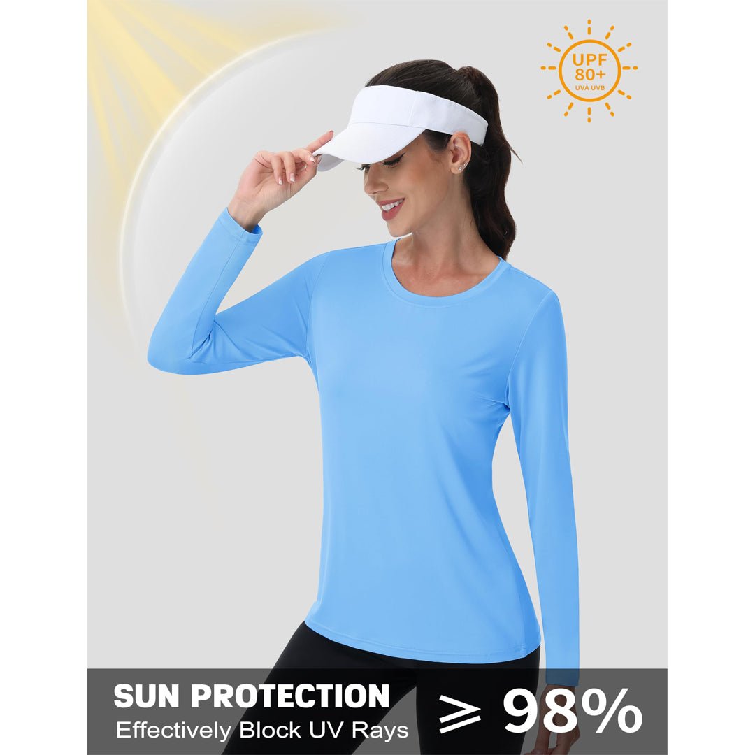 TACVASEN Lake Blue Women's UPF 80+ Athletic Rashguard Long Sleeve Shirt