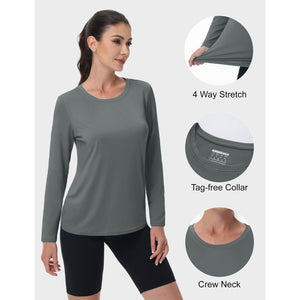 TACVASEN Lake Blue Women's UPF 80+ Athletic Rashguard Long Sleeve Shirt
