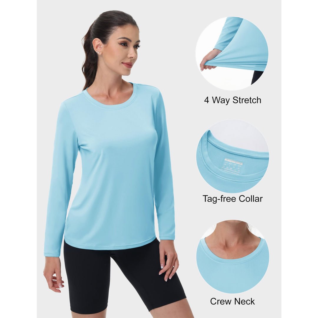 TACVASEN Lake Blue Women's UPF 80+ Athletic Rashguard Long Sleeve Shirt