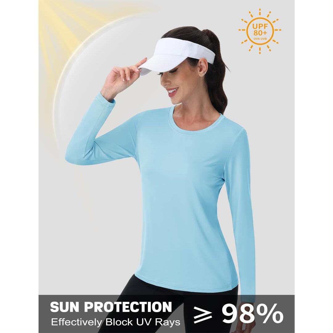 TACVASEN Lake Blue Women's UPF 80+ Athletic Rashguard Long Sleeve Shirt