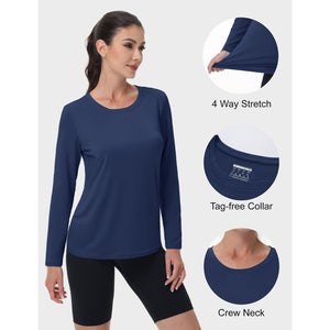 TACVASEN Lake Blue Women's UPF 80+ Athletic Rashguard Long Sleeve Shirt