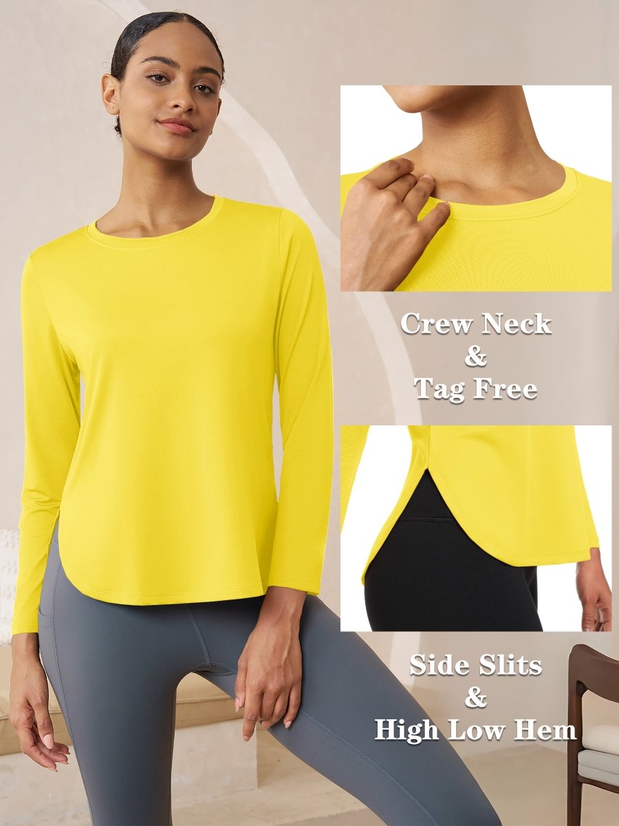 TACVASEN Bright Yellow Women's UPF 80+ Breathable Lightweight Shirts