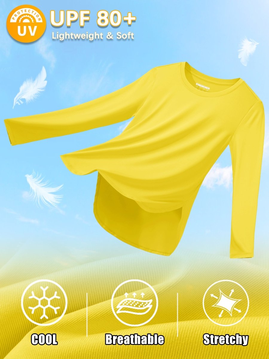 TACVASEN Bright Yellow Women's UPF 80+ Breathable Lightweight Shirts