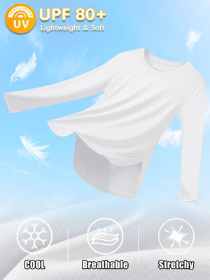 TACVASEN White Women's UPF 80+ Breathable Lightweight Shirts
