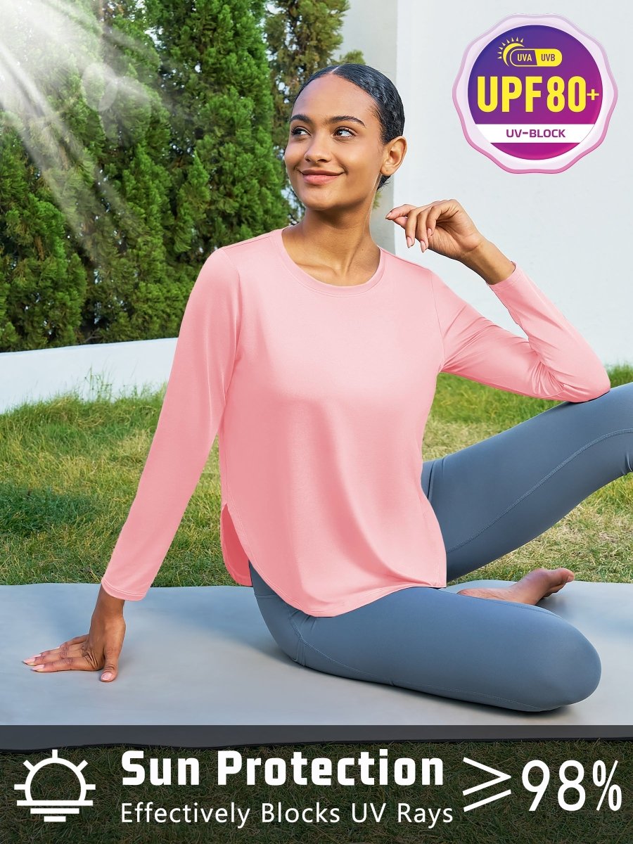 TACVASEN Light Pink Women's UPF 80+ Breathable Lightweight Shirts