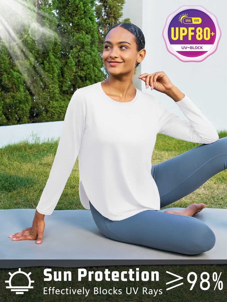 TACVASEN White Women's UPF 80+ Breathable Lightweight Shirts