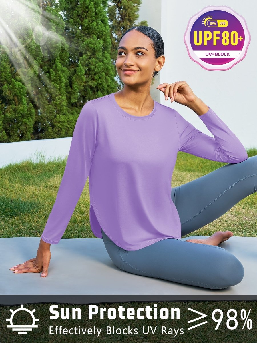 TACVASEN Light Purple Women's UPF 80+ Breathable Lightweight Shirts