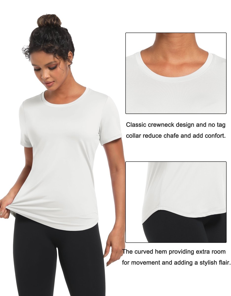 TACVASEN White Women's UPF 80+ Sun Protection Workout Shirt