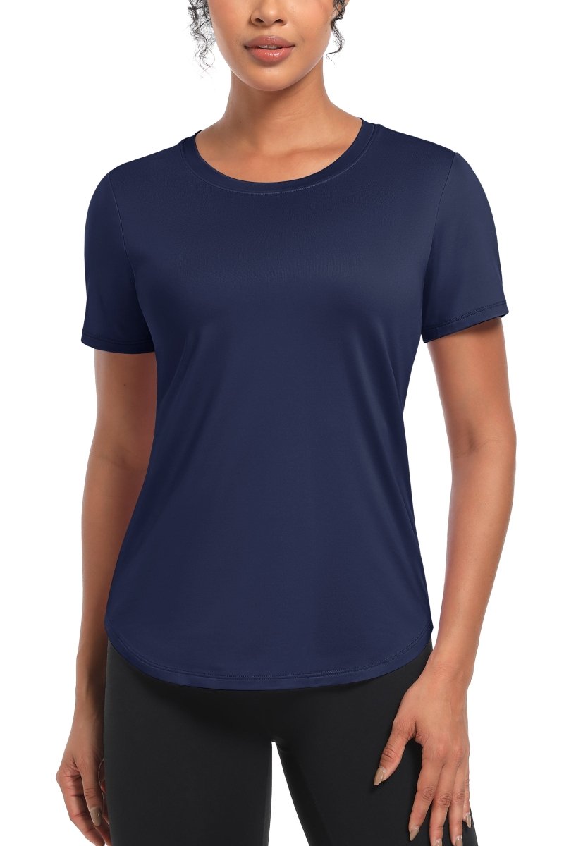 TACVASEN Navy Women's UPF 80+ Sun Protection Workout Shirt