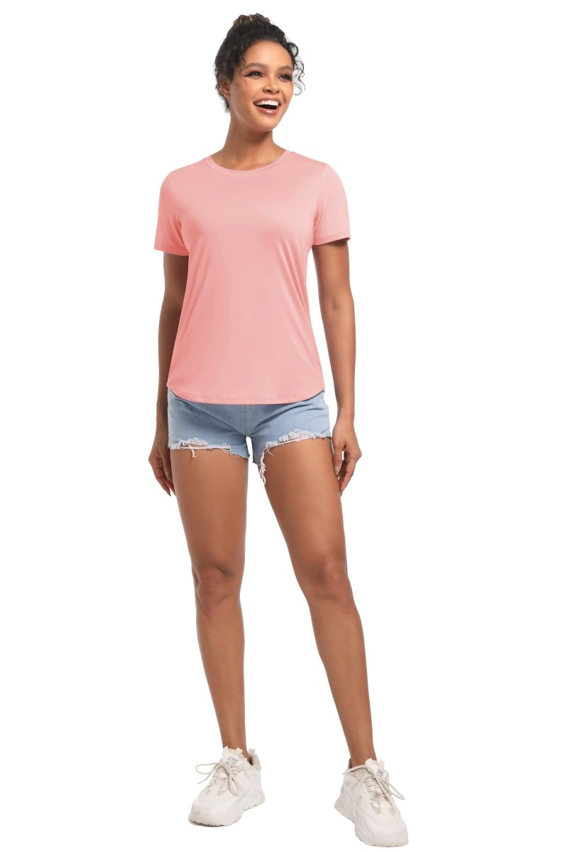 TACVASEN Light Pink Women's UPF 80+ Sun Protection Workout Shirt