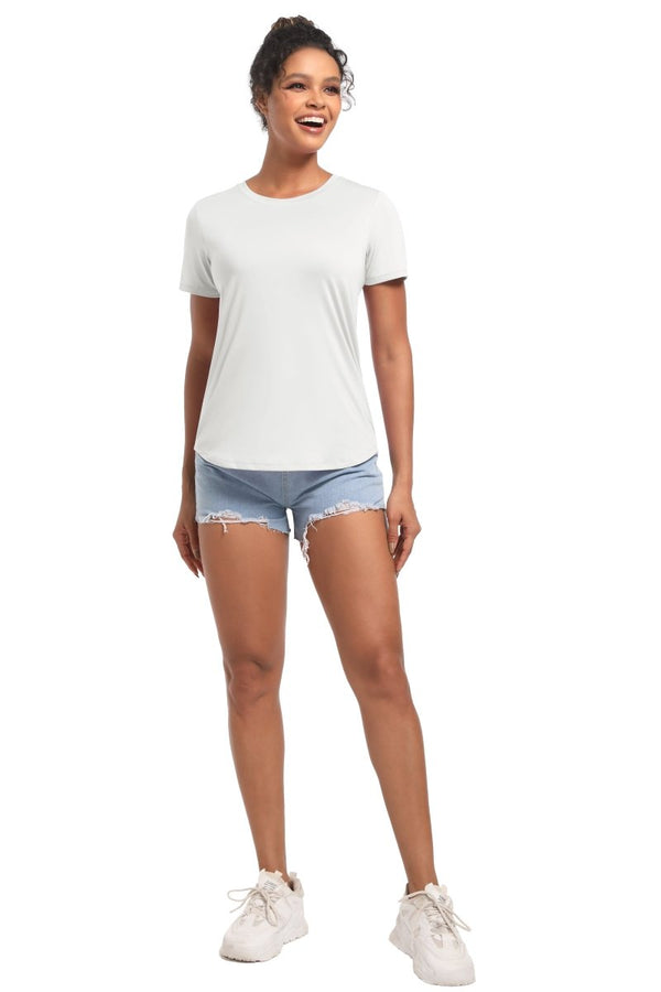 TACVASEN White Women's UPF 80+ Sun Protection Workout Shirt