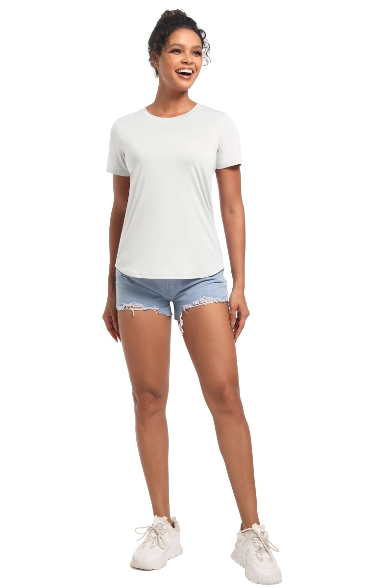 TACVASEN White Women's UPF 80+ Sun Protection Workout Shirt