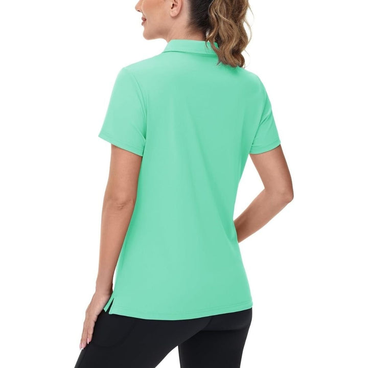 Womens V Neck Quick Dry UPF 50+ Golf Polo Shirt - Women's Shirts