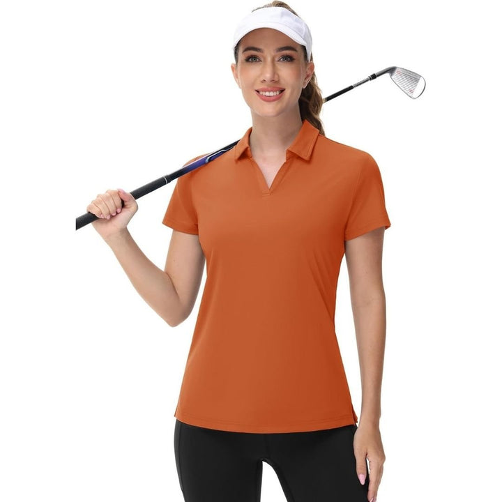 Womens V Neck Quick Dry UPF 50+ Golf Polo Shirt - Women's Shirts