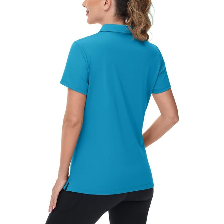 Womens V Neck Quick Dry UPF 50+ Golf Polo Shirt - Women's Shirts