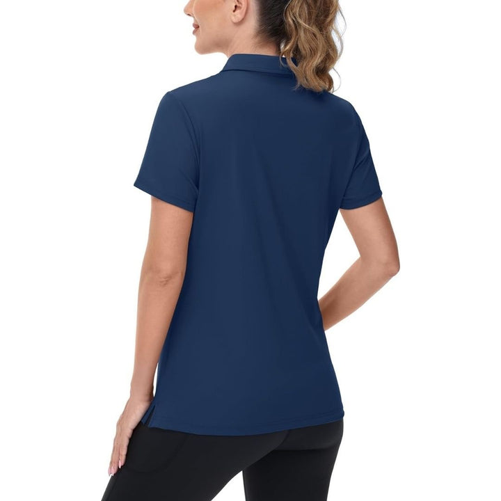 Womens V Neck Quick Dry UPF 50+ Golf Polo Shirt - Women's Shirts