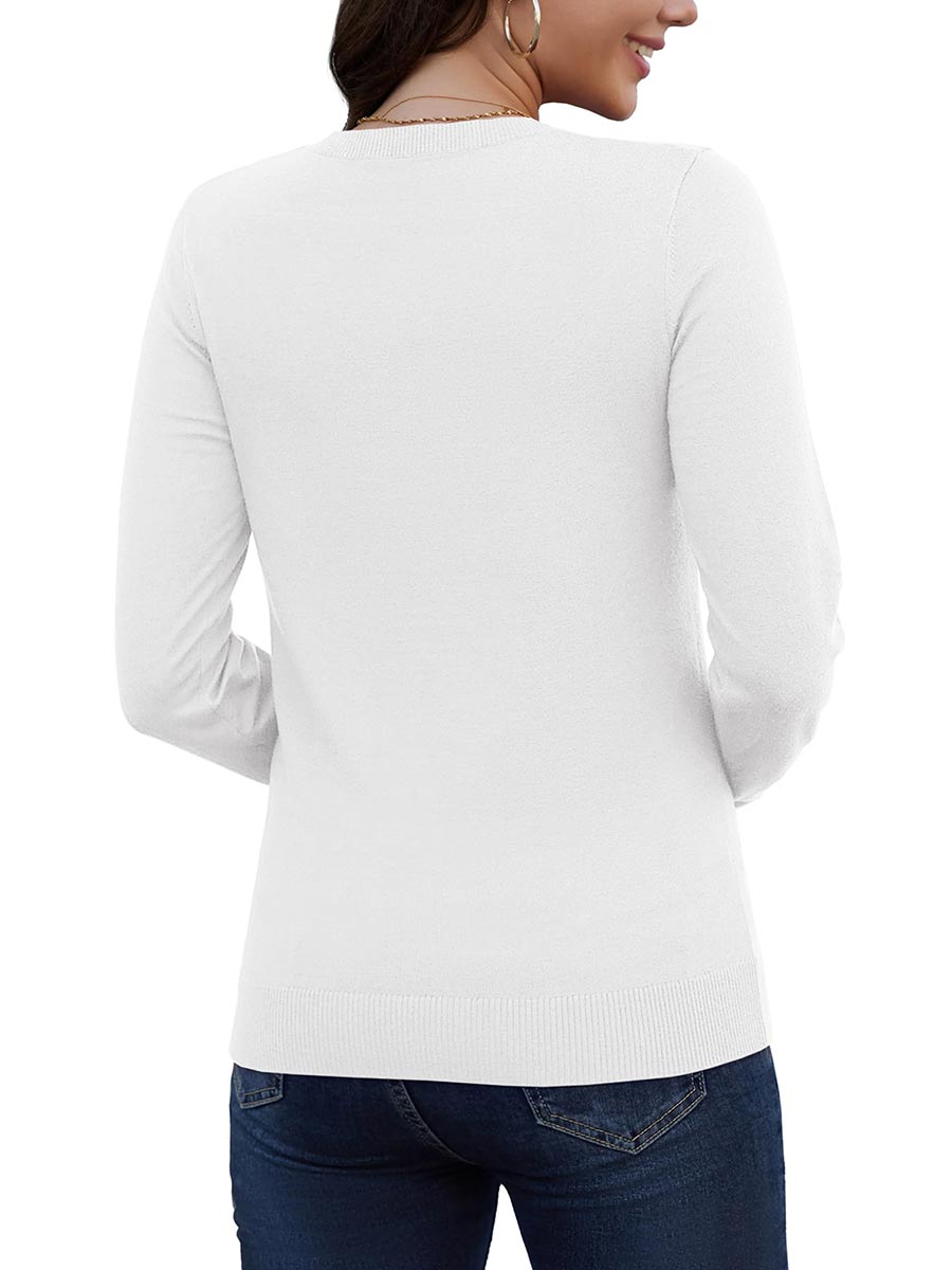 TACVASEN White Women's V Neck Sweater Spring Casual Long Sleeve