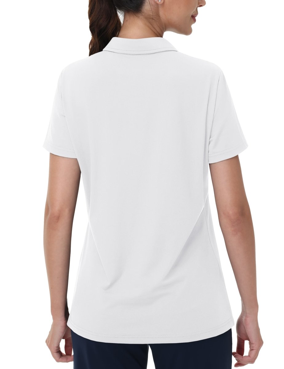 TACVASEN White Women's V-Neck UPF 50+ Quick Dry Golf Polos