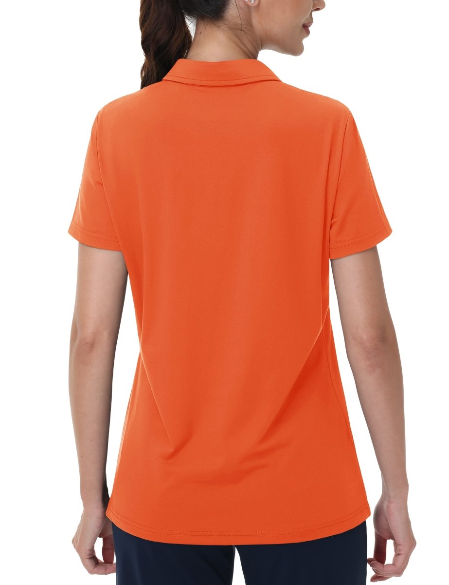 TACVASEN Deep Orange Women's V-Neck UPF 50+ Quick Dry Golf Polos