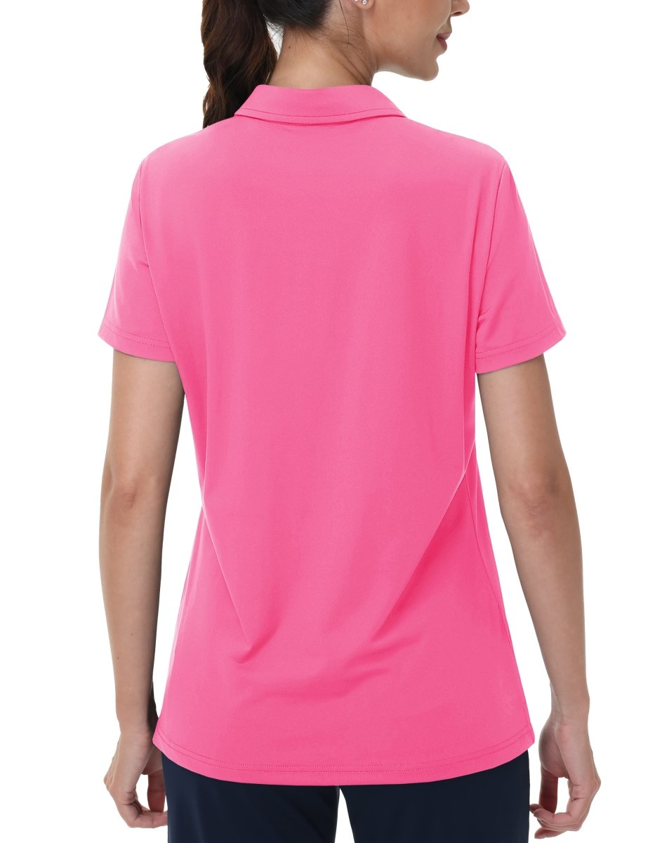 TACVASEN Rose Red Women's V-Neck UPF 50+ Quick Dry Golf Polos