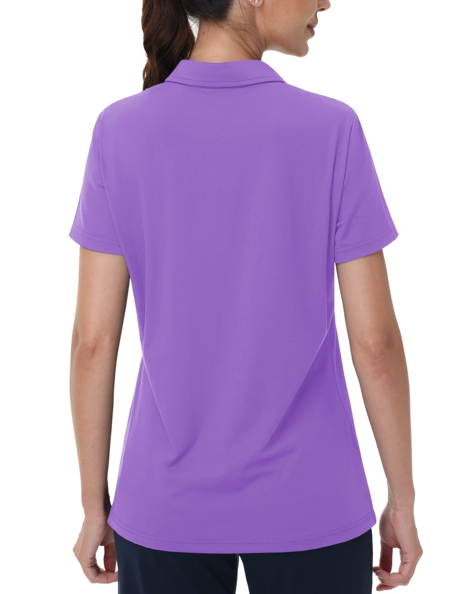 TACVASEN Light Purple Women's V-Neck UPF 50+ Quick Dry Golf Polos