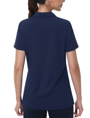 TACVASEN Navy Women's V-Neck UPF 50+ Quick Dry Golf Polos