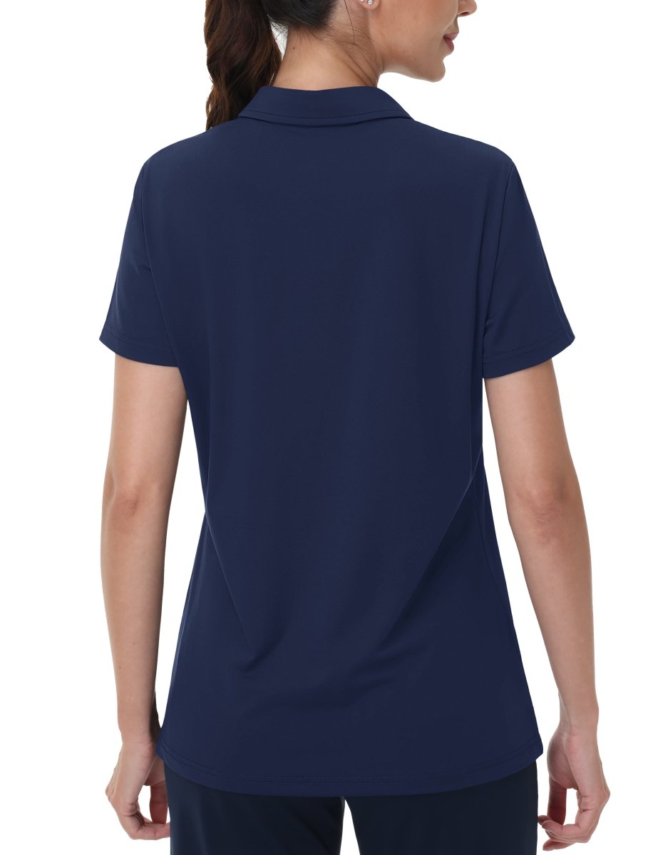 TACVASEN Navy Women's V-Neck UPF 50+ Quick Dry Golf Polos