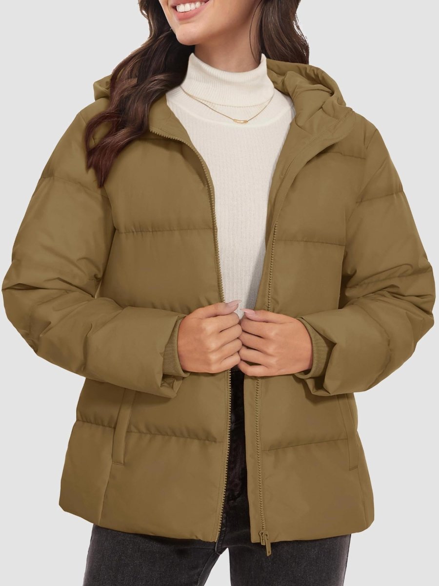 TACVASEN Brown Women's Warm Hooded Down Jacket for Winter