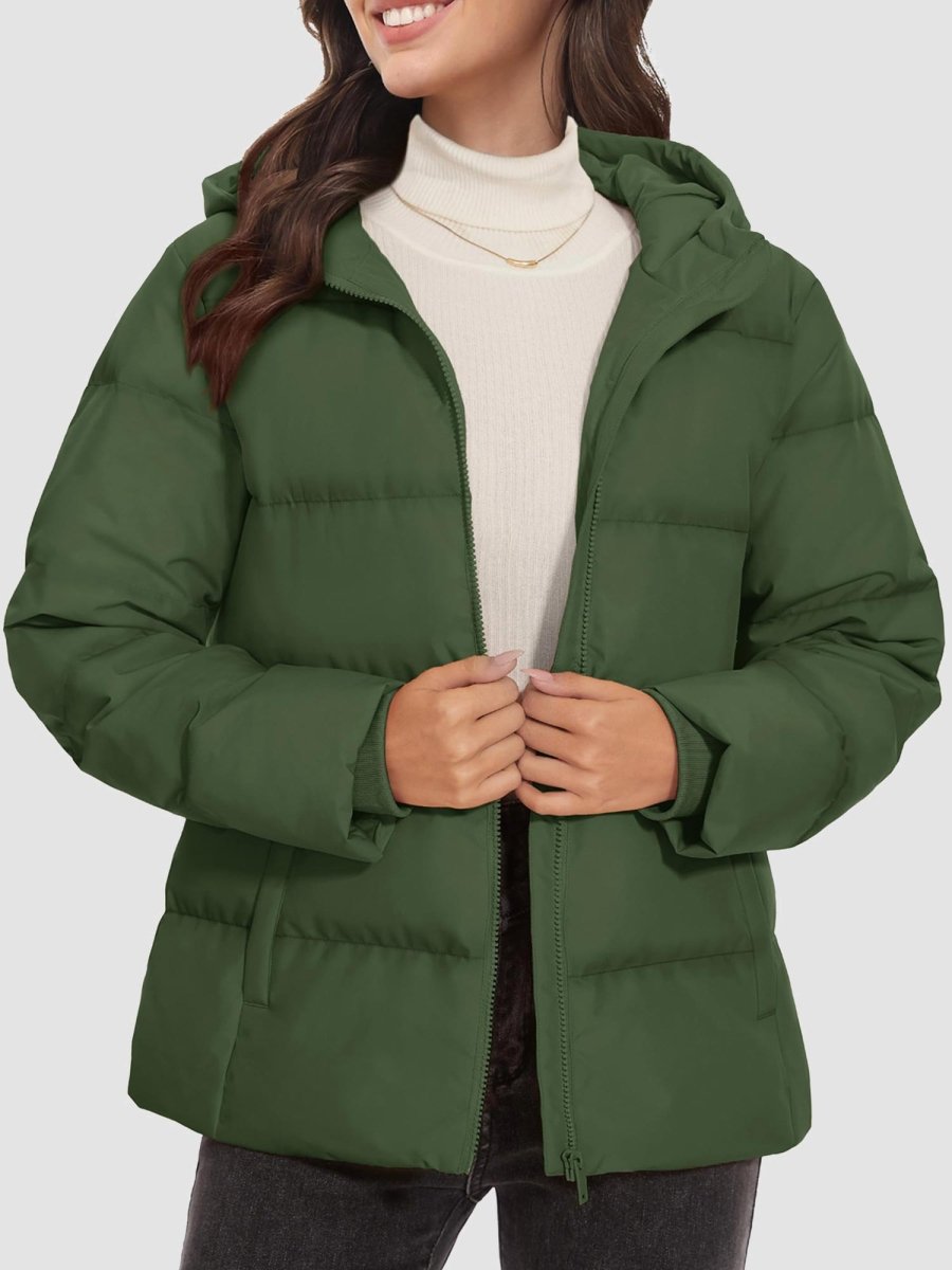 TACVASEN Army Green Women's Warm Hooded Down Jacket for Winter