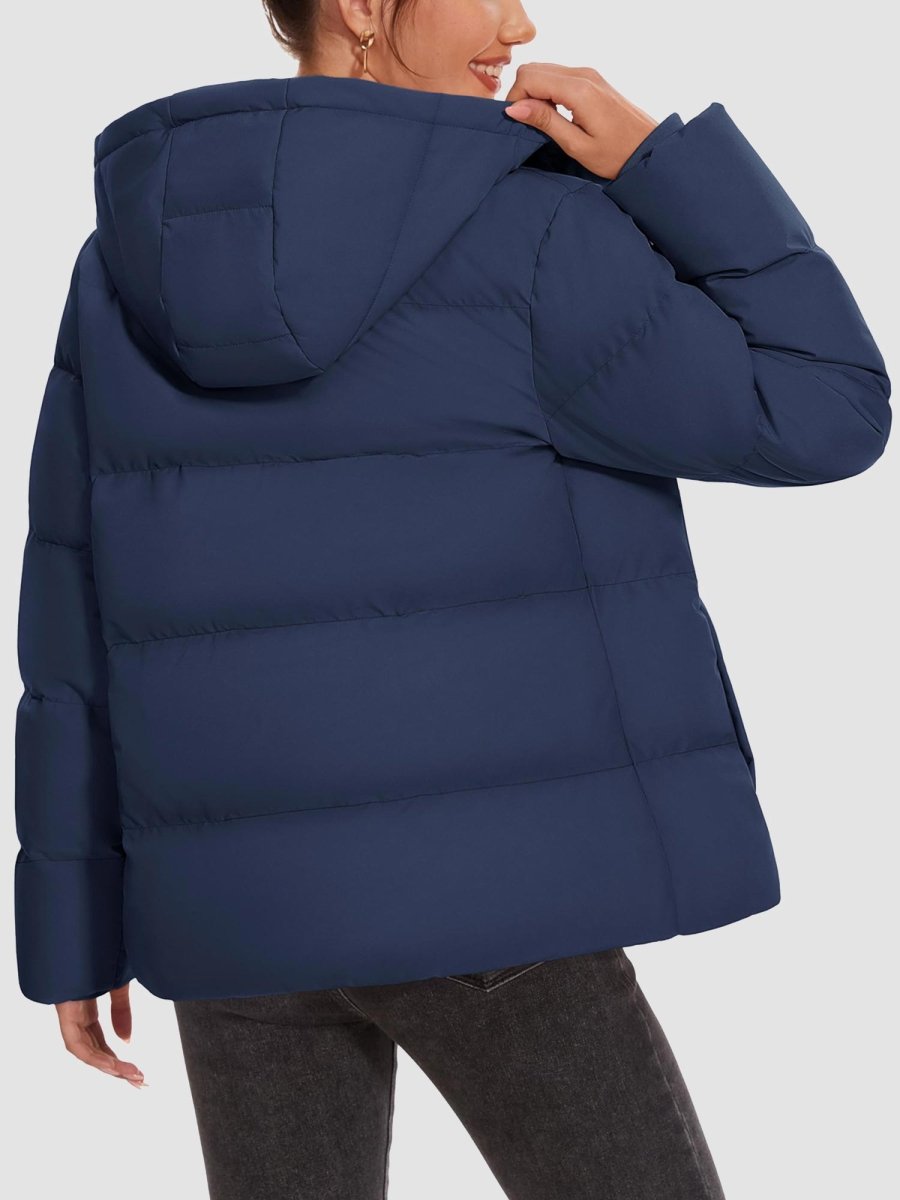 TACVASEN Navy Women's Warm Hooded Down Jacket for Winter