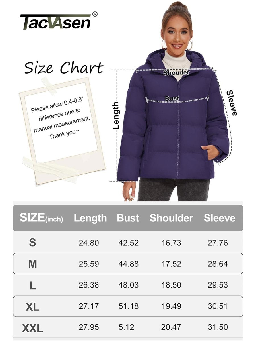 TACVASEN Deep Purple Women's Warm Hooded Down Jacket for Winter