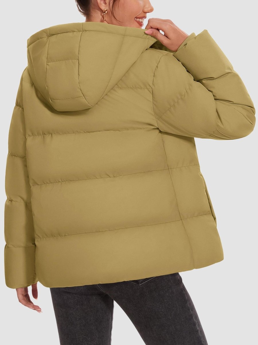 TACVASEN Khaki Women's Warm Hooded Down Jacket for Winter