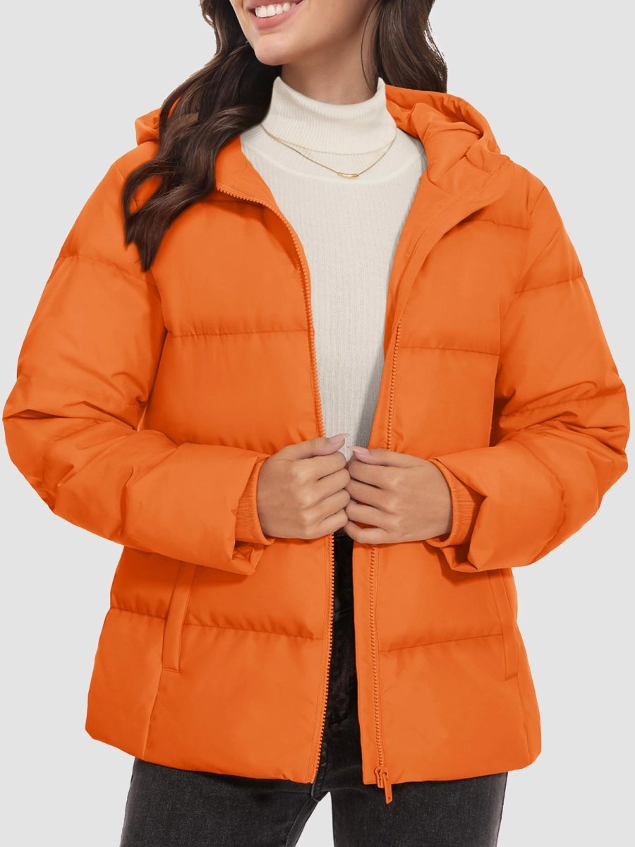 TACVASEN Orange Women's Warm Hooded Down Jacket for Winter